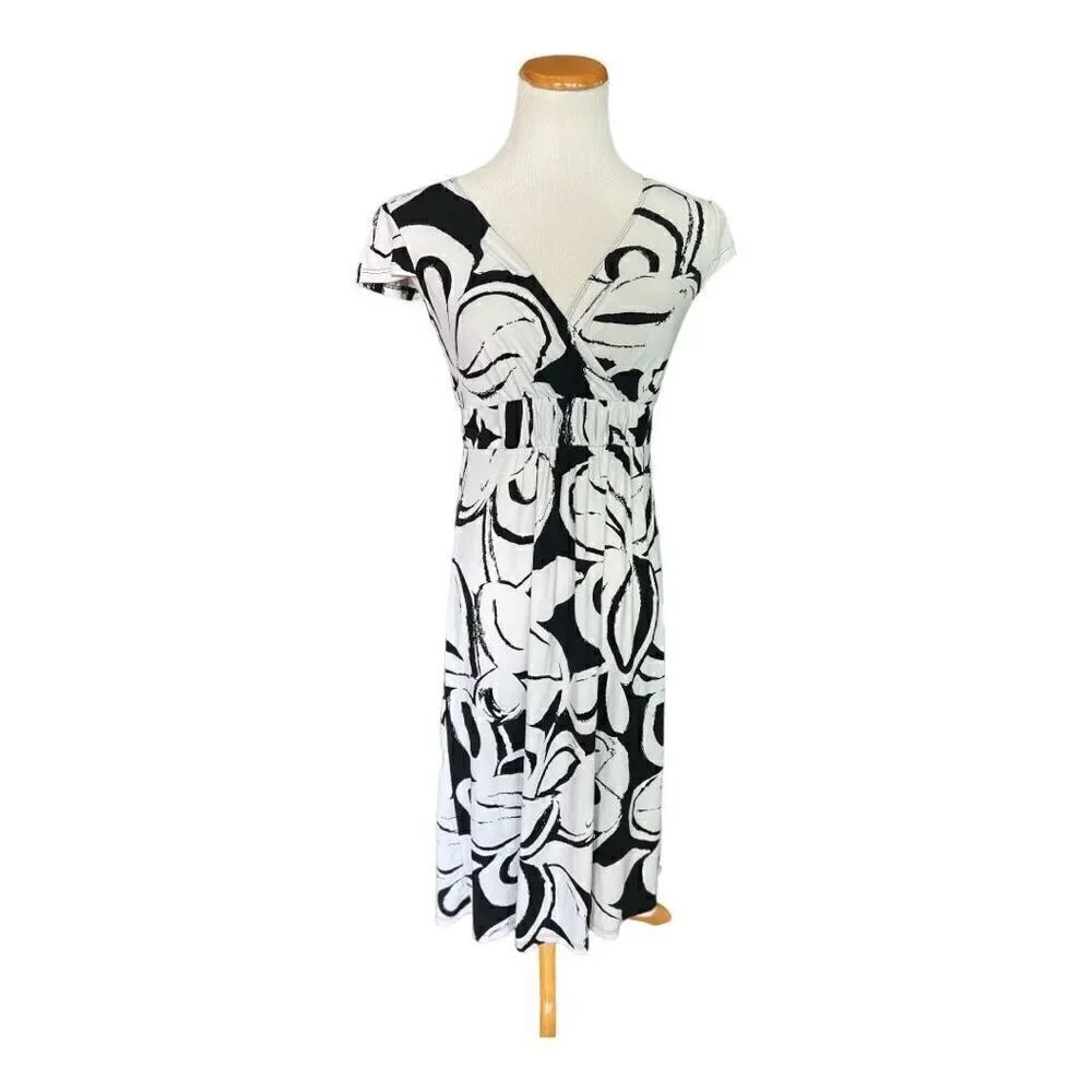 Womens Merona Black & White Sleeveless Abstract Faux Wrap Dress - Sz M